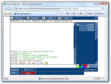 So sieht das Webchat Applet aus